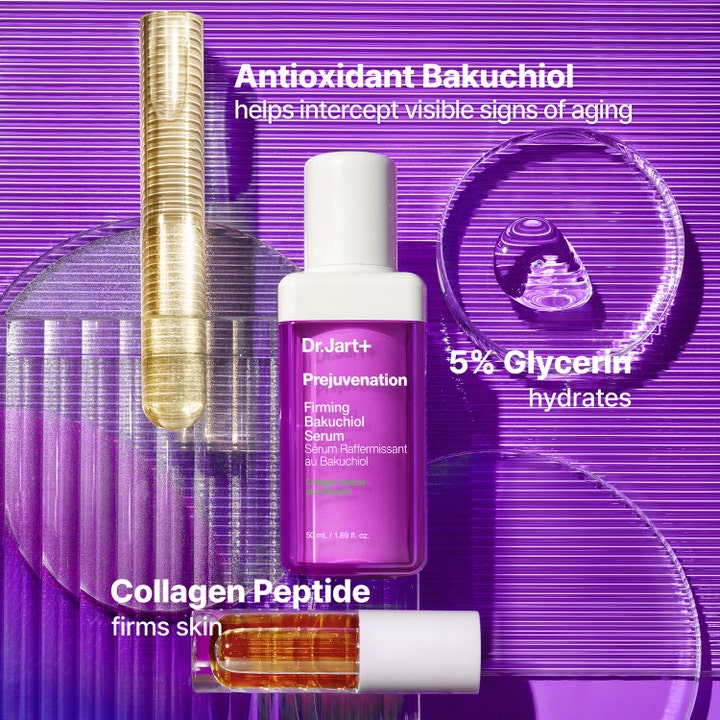 Dr.Jart+ Prejuvenation Firming Bakuchiol Serum 50 ml opstrammende serum i lilla flaske med collagen og glycerin.