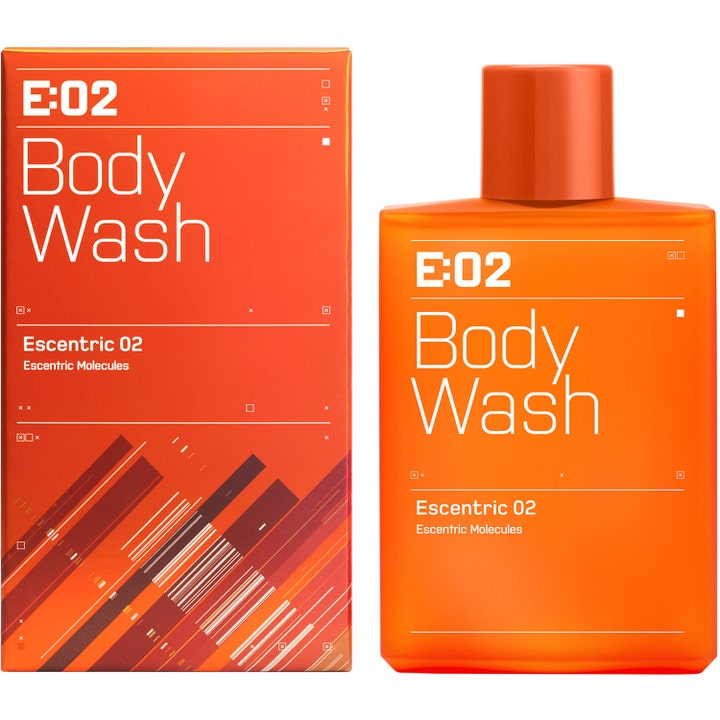 Escentric Molecules Escentric 02 Body Wash 200 ml i orange flaske og æske der giver en frisk følelse