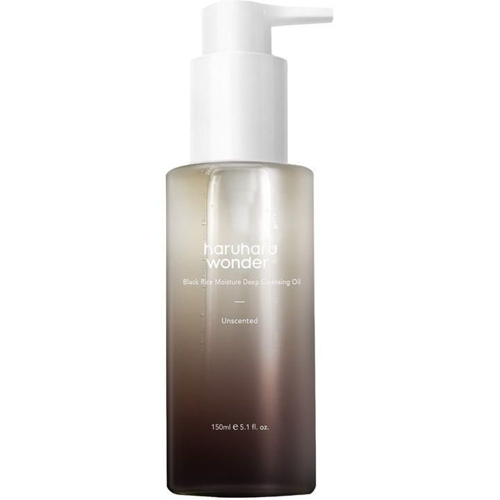 Haruharu Wonder Black Rice Moisture Deep Cleansing Oil 150 ml i gennemsigtig flaske med hvid pumpe