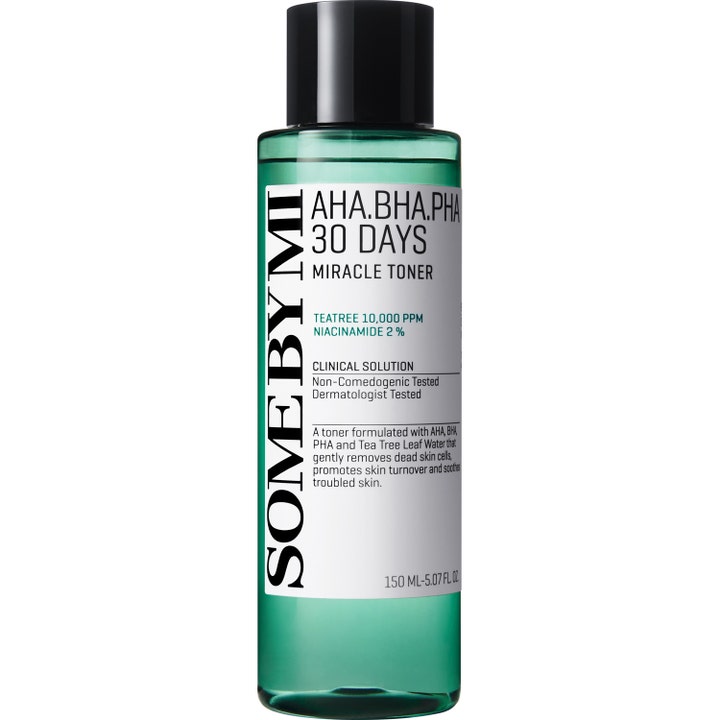 Some By Mi AHA BHA PHA 30 Days Miracle Toner 150 ml eksfolierende skintonic i grøn gennemsigtig flaske mod urenheder