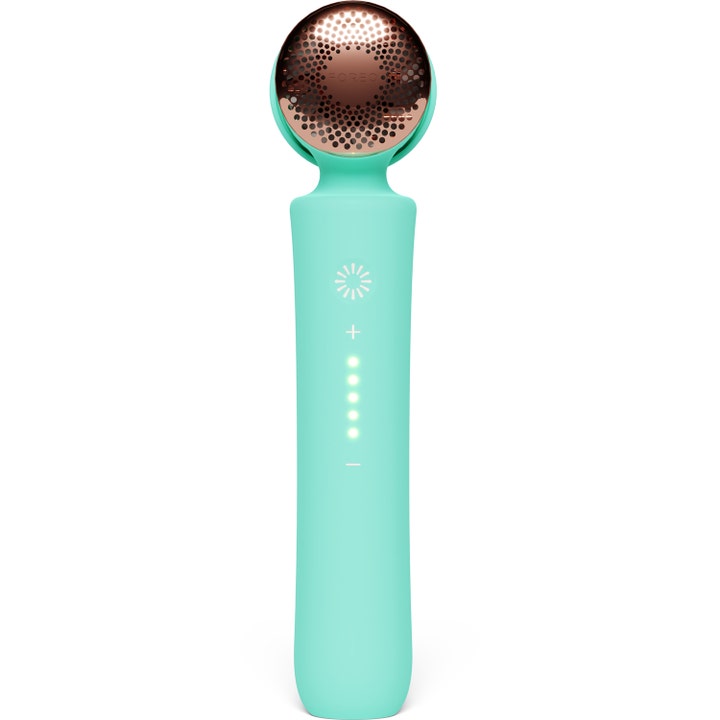 FOREO PEACH™ 2 Mint 1 stk permanent hårfjerning giver glat hud i en mintgrøn enhed med rundt rosaguld hoved.