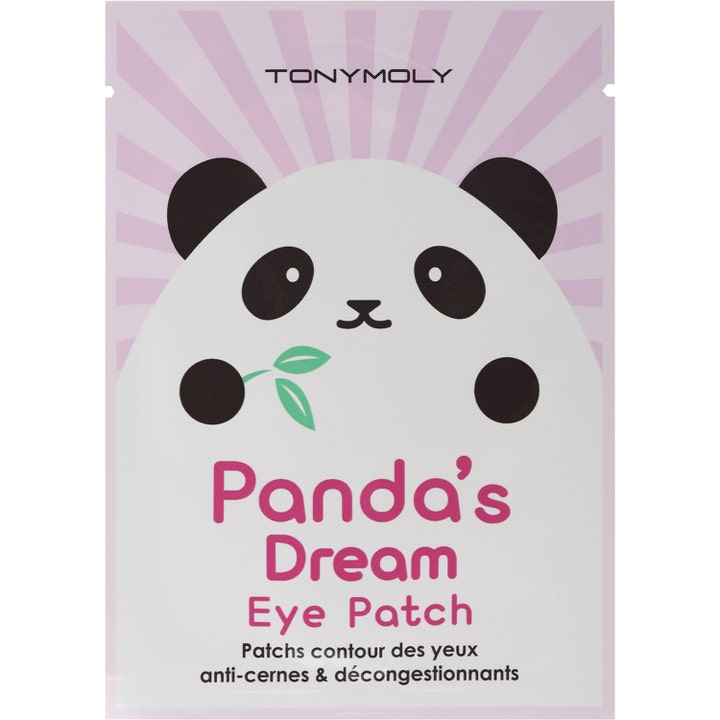 Tonymoly Panda's Dream Eye Patch 1 stk øjenmaske mod mørke rande i lyserød sachet med sød panda-illustration.