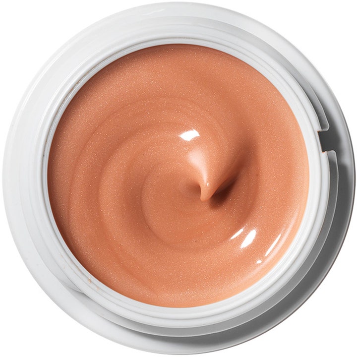 Origins GinZing Brightening Eye Cream 15 ml lysnende øjencreme med cremet ferskenfarvet tekstur i hvid krukke.