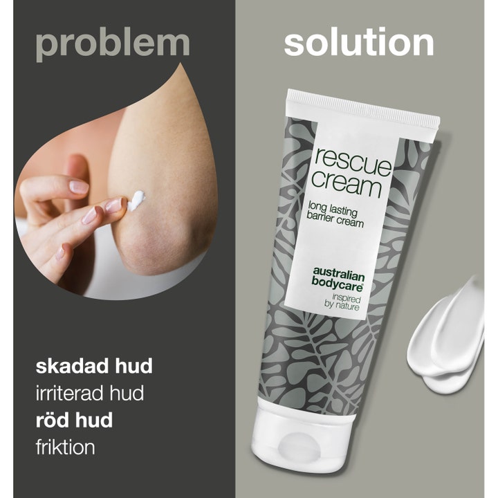 Australian Bodycare Rescue Cream 100 ml barrierecreme mod rød hud og friktion vist på en tube