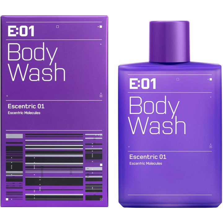 Escentric Molecules Escentric 01 Body Wash 200 ml lilla showergel og æske der giver en frisk følelse