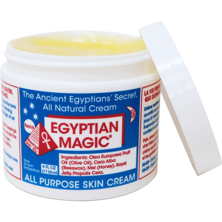 Egyptian Magic All Purpose Skin Cream 118 ml ansigtscreme i hvid krukke viser gul balsamagtig tekstur