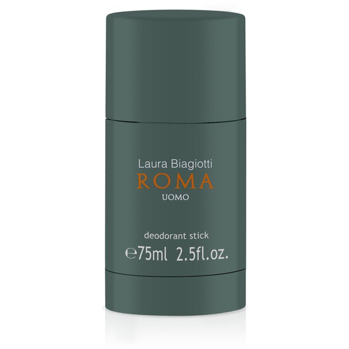 Laura Biagiotti Roma Uomo 75ml deodorant stick giver friskhed i en elegant mørkegrøn cylinderformet beholder