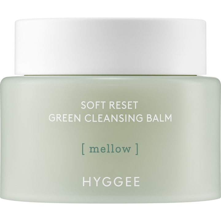 Hyggee Soft Reset Green Cleansing Balm 100ml beroligende rensebalm i en mat lysegrøn krukke med hvidt låg