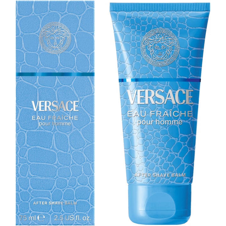 Versace Eau Fraiche After Shave Balm 75 ml beroligende aftershave i lyseblå tube med krokodillemønster