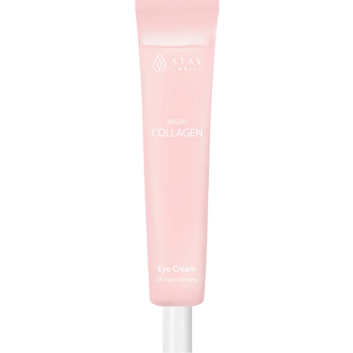 Stay Well Vegan Collagen Eye Cream 20 ml opstrammende øjencreme i lyserød tube med hvidt låg