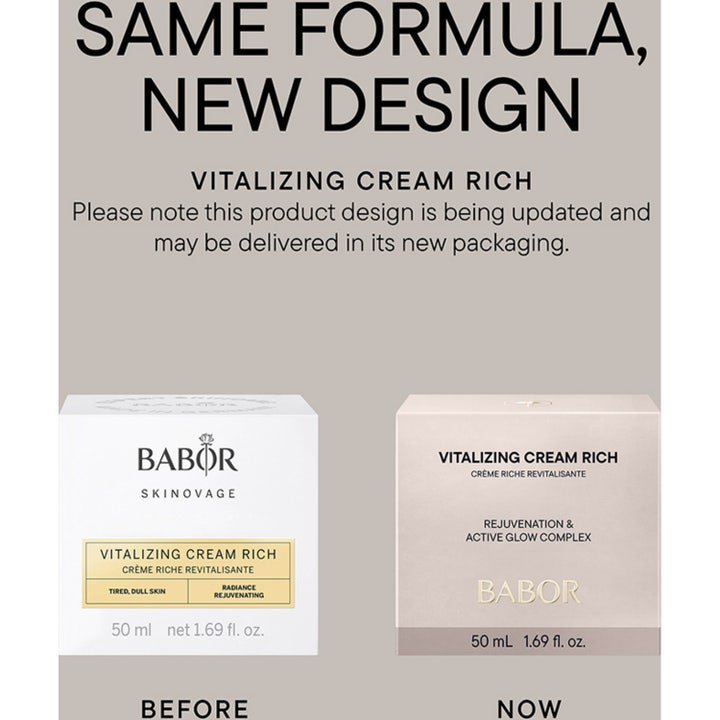 Babor Vitalizing Cream Rich 50 ml vitaliserende ansigtscreme i frostet glaskrukke i et moderne stilleben