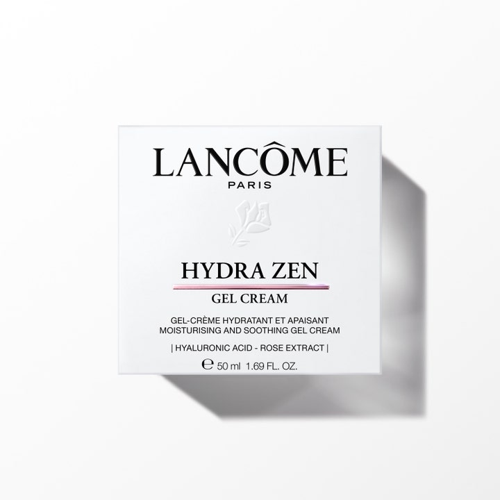 Lancôme Hydra Zen Gel Cream 50 ml fugtgivende ansigtscreme i hvid yderemballage med sort tekst og rose logo