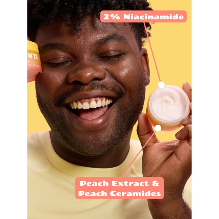 Smuuti Skin Peach Barrier Cream 50 ml ansigtscreme med niacinamid og ferskenekstrakt vist i krukke.