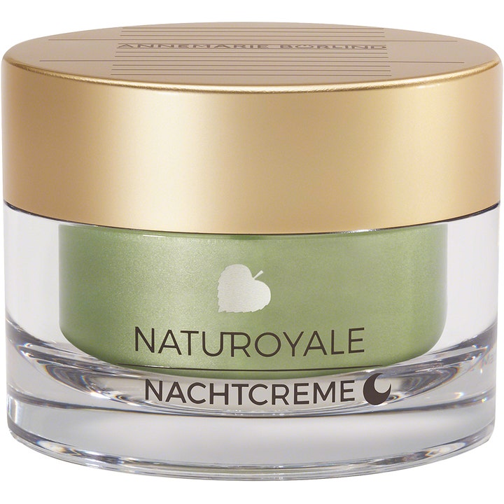 Annemarie Börlind NatuRoyale Nachtcreme 50 ml regenererende natcreme i glaskrukke med grøn kerne og luksuriøst guldlåg.