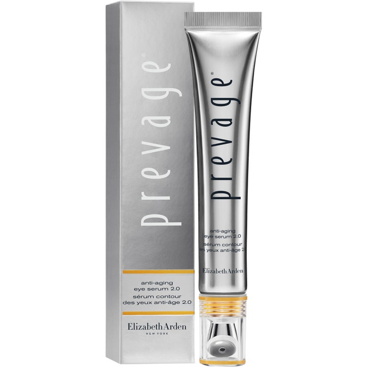 Elizabeth Arden Prevage Anti-Aging Eye Serum 2.0 20 ml øjenserum mod rynker i sølvfarvet tube og æske med metalapplikator