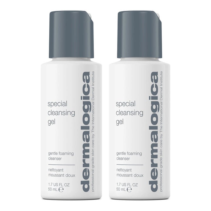 Dermalogica Special Cleansing Gel 50 ml skånsom skummende ansigtsrens i to hvide flasker med mørkegrå låg
