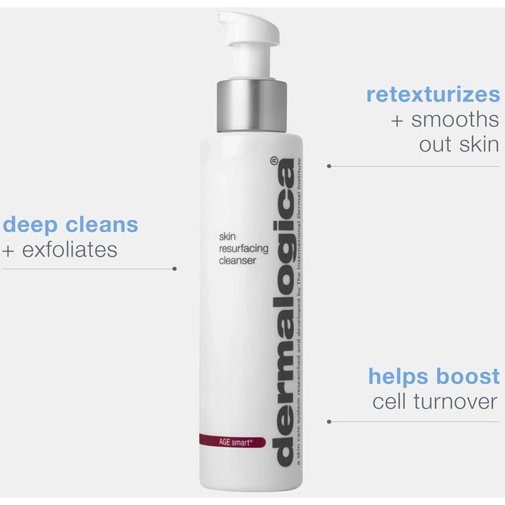 Dermalogica AGE smart Skin Resurfacing Cleanser 150 ml eksfolierende rengøringsgel i hvid flaske med sølvpumpe