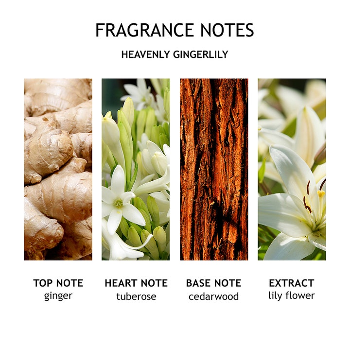 Molton Brown Heavenly Gingerlily 300 ml håndsæbe viser duftnoter af ingefær, tuberose, cedertræ og lilje.