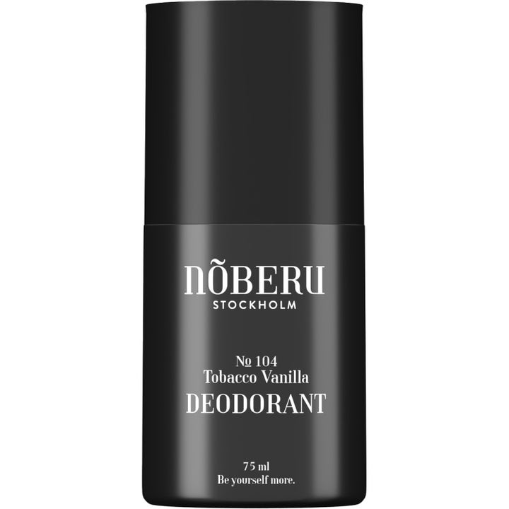 Nõberu No 104 Tobacco Vanilla Deodorant 75 ml modvirker lugt i en stilfuld mat sort stick med hvid skrift