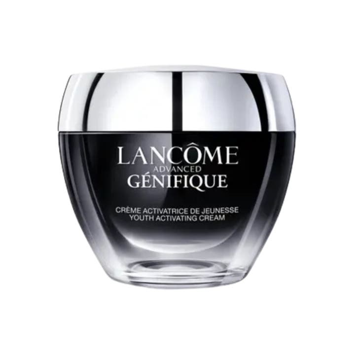Lancôme Advanced Génifique Youth Activating Cream ansigtscreme der giver glød i en sort glaskrukke med sølvlåg