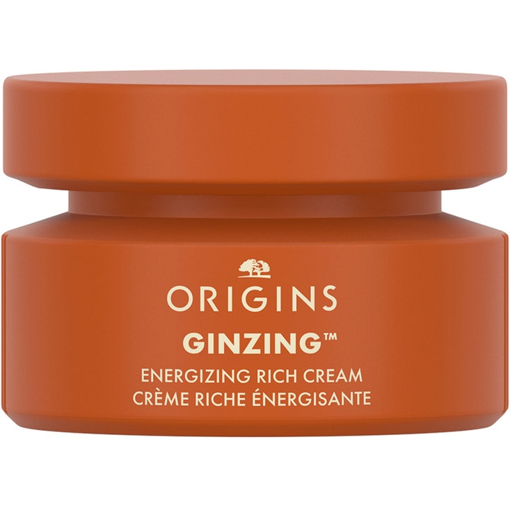Origins GinZing Energizing Rich Cream energigivende ansigtscreme i mat orange krukke der giver huden glød