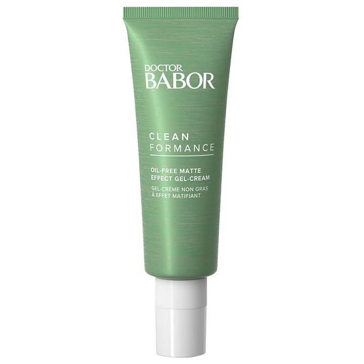 Doctor Babor Cleanformance Oil-Free Matte Effect Gel-Cream 50 ml matterende ansigtscreme i en grøn tube med hvid hætte.