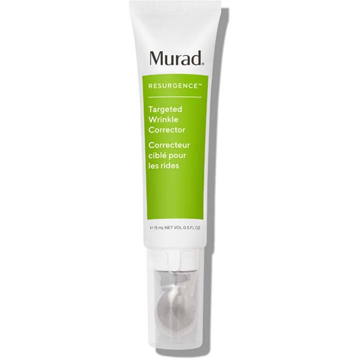 Murad Resurgence Targeted Wrinkle Corrector 15 ml mod rynker i hvid tube med grøn detalje og metalapplikator