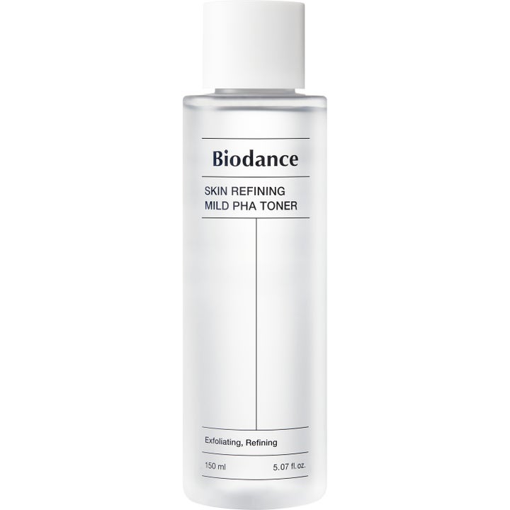 Biodance Skin Refining Mild PHA Toner 150 ml eksfolierende toner der giver glattere hud i en klar flaske med hvidt låg