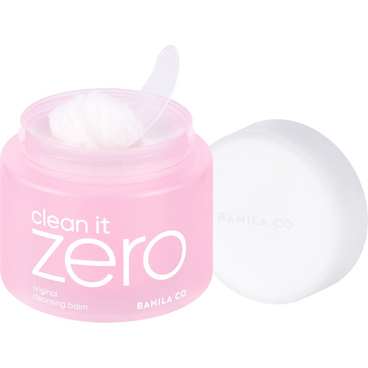 Banila Co Clean It Zero Cleansing Balm Original 180 ml makeupfjerner i lyserød krukke med hvid tekstur og spatel
