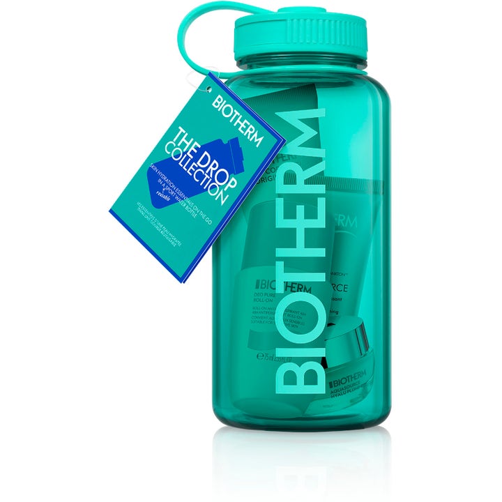 Biotherm Aqua Drop Set 1 stk fugtgivende gavesæt i turkis genanvendelig vandflaske med The Drop Collection tag