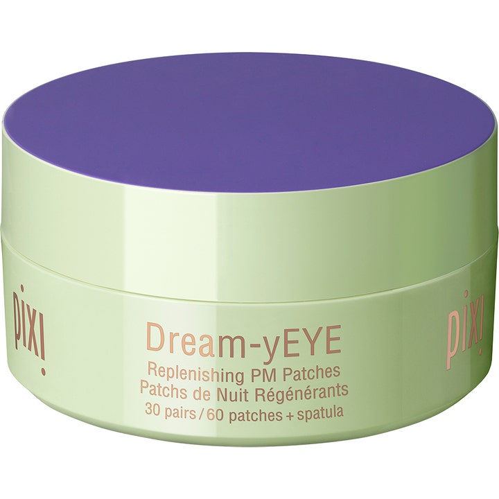 Pixi Dream-y EYE 60 patches genopbyggende eye patches til natten i lysegrøn krukke med lilla låg.