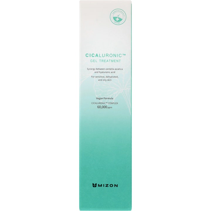 Mizon Cicaluronic Gel Treatment 50 ml beroligende gel i hvid og grøn æske med centella asiatica og hyaluronsyre