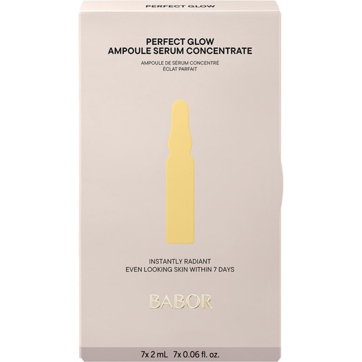 Babor Ampoule Concentrates Perfect Glow 14 ml serum skaber strålende hud i beige æske med gul ampul