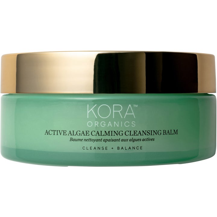 KORA Organics Active Algae Calming Cleansing Balm beroligende rensebalm i en grøn krukke med skinnende guldlåg