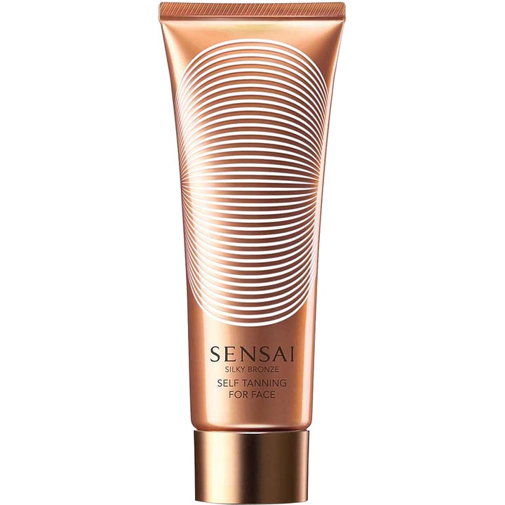 Sensai Silky Bronze Self Tanning For Face 50ml selvbruner i en metallisk bronzefarvet tube med hvide cirkler