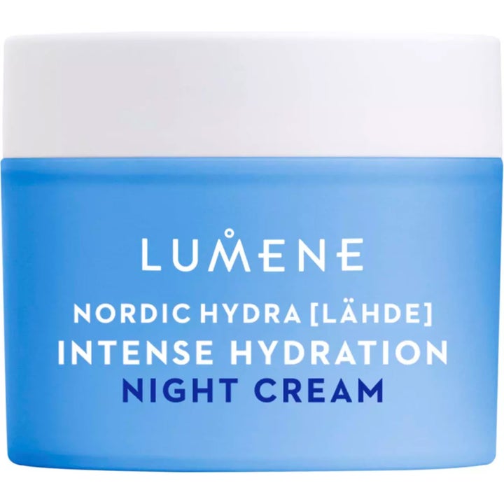 Lumene Nordic Hydra [Lähde] Intense Hydration Night Cream fugtgivende natcreme i blå krukke med hvidt låg