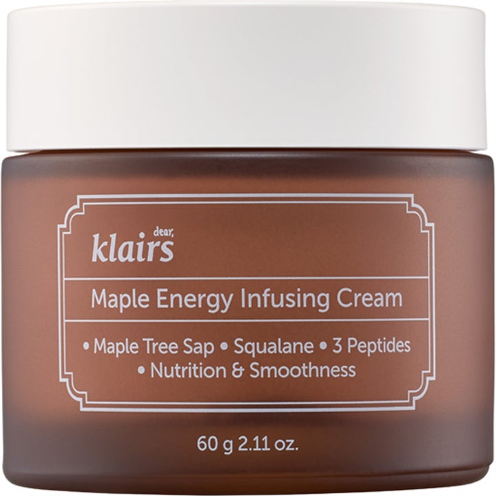 Klairs Maple Energy Infusing Cream 60 g nærende ansigtscreme i brun glaskrukke med hvidt låg