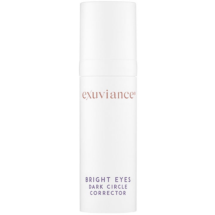 Exuviance Bright Eyes Dark Circle Corrector øjencreme mod mørke rande i en hvid pumpeflaske med roseguld detaljer