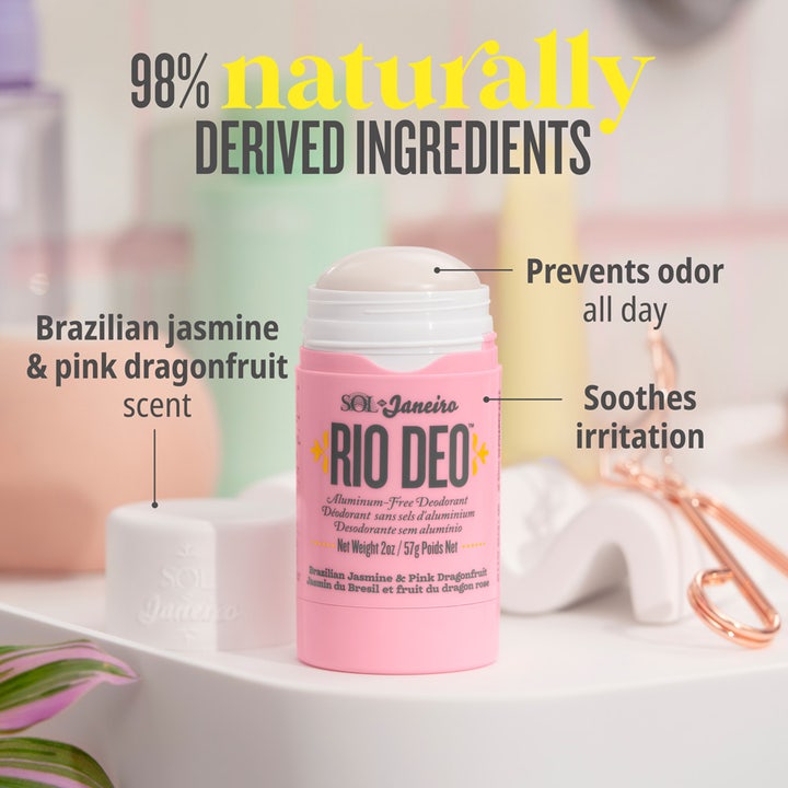 Sol de Janeiro Rio Deo 68 57 ml deodorant i lyserød stick der beroliger huden med 98% naturlige ingredienser