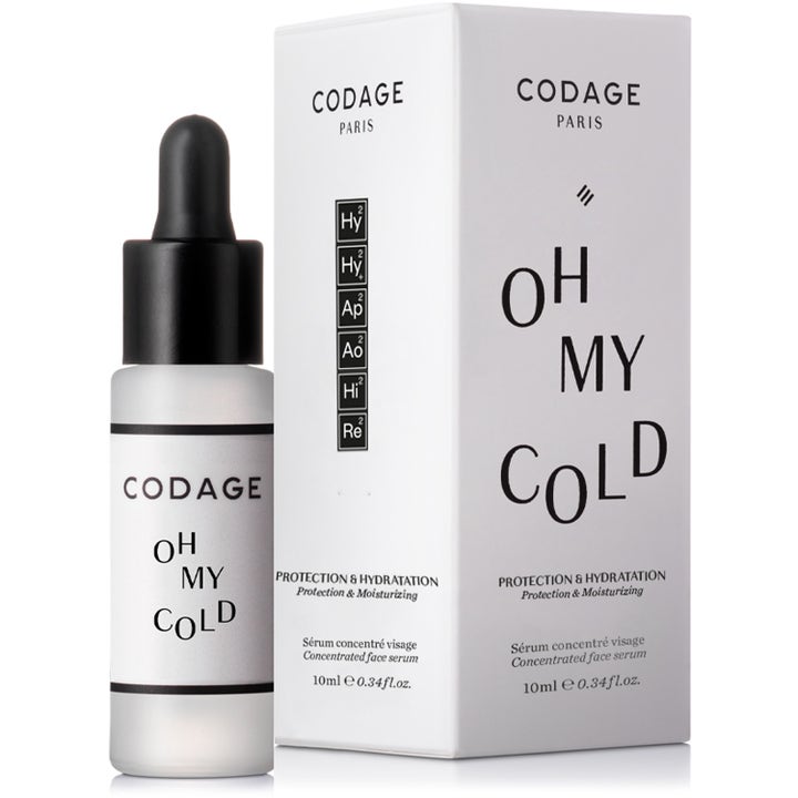 Codage Paris Oh My Cold Serum 10 ml fugtgivende ansigtsserum i frostet glasflaske med sort pipette og hvid æske.