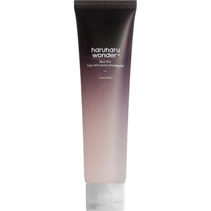 Haruharu Wonder Black Rice Triple AHA Gentle Cleansing Gel 100ml mild ansigtsrens i lilla og hvid gradient tube