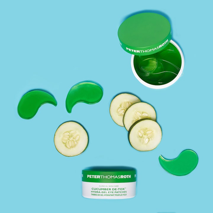 Peter Thomas Roth Cucumber De-Tox 60 stk fugtgivende øjenmaske med grønne gel-patches og friske agurkeskiver