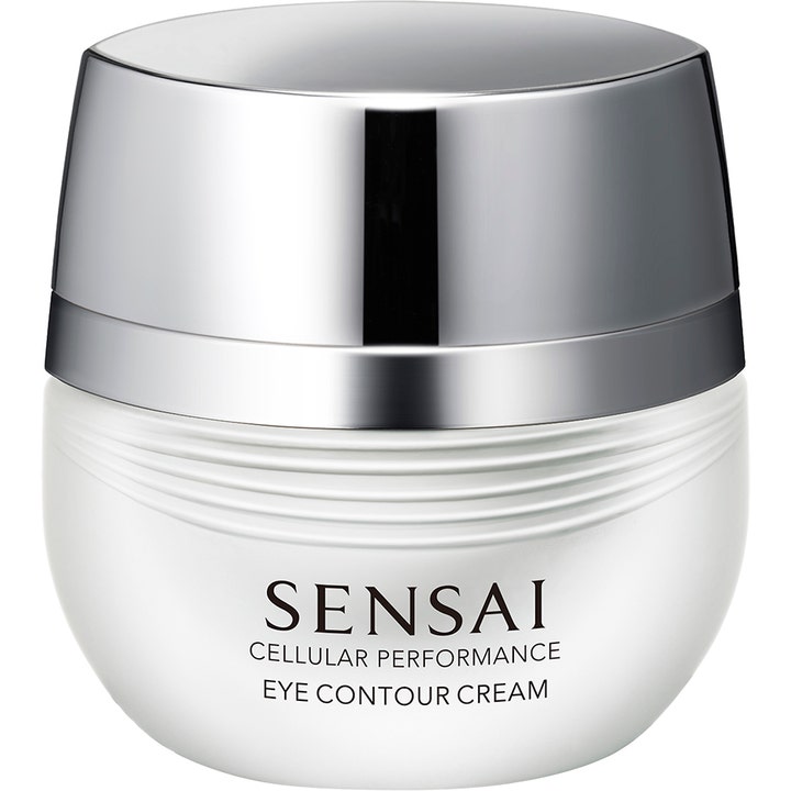 Sensai Cellular Performance Eye Contour Cream 15 ml fugtgivende øjencreme i hvid krukke med riller og sølvlåg