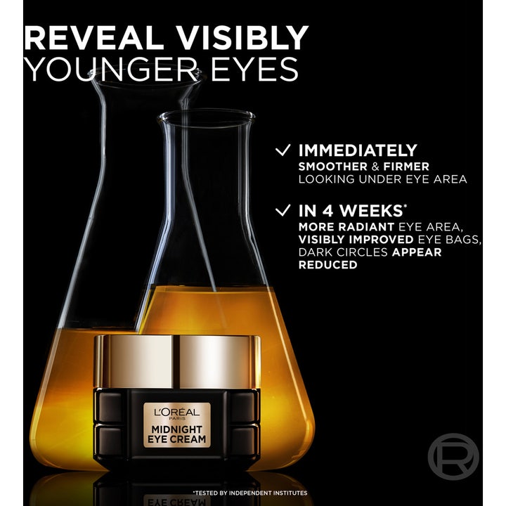L'Oréal Paris Age Perfect Cell Renewal Midnight Eye Cream 15 ml øjencreme i krukke foran laboratoriekolber