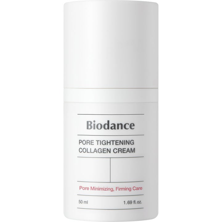 Biodance Pore Tightening Collagen Cream 50 ml opstrammende ansigtscreme i en hvid minimalistisk pumpeflaske