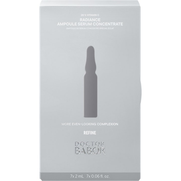 Babor DOC Radiance Ampoule 14 ml glødgivende serum i orange glasampuller med Vitamin C i grå æske.