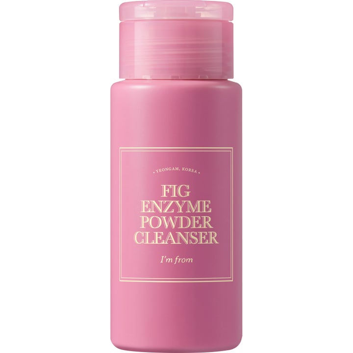 I'm from Fig Enzyme Powder Cleanser 120g eksfolierende ansigtsrens i en mat lyserød plastflaske med lyserødt vippelåg.