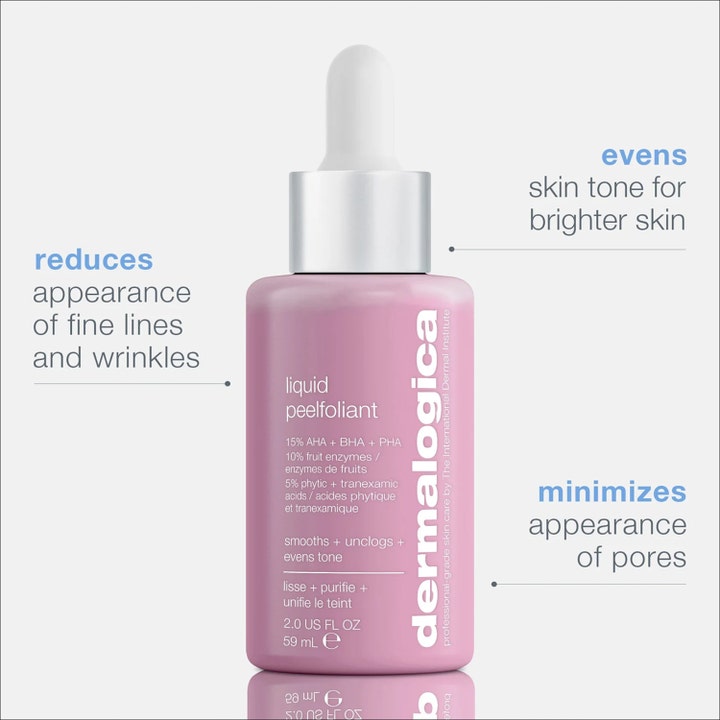 Dermalogica Daily Liquid Peelfoliant 59 ml peeling i lyserød flaske der jævner hudtonen og mindsker synlige porer.