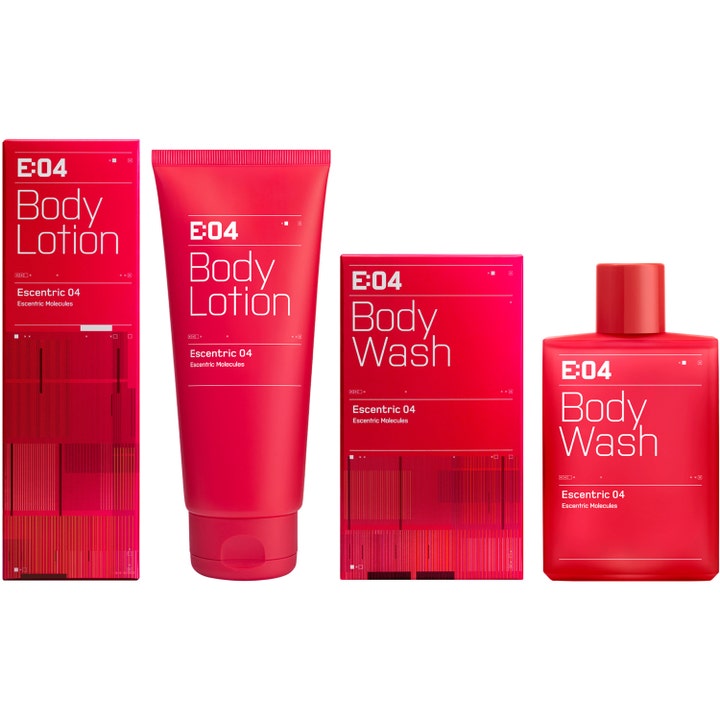 Escentric Molecules Escentric 04 Body Lotion 200 ml fugtgivende kropspleje vist i pink tube og matchende emballage