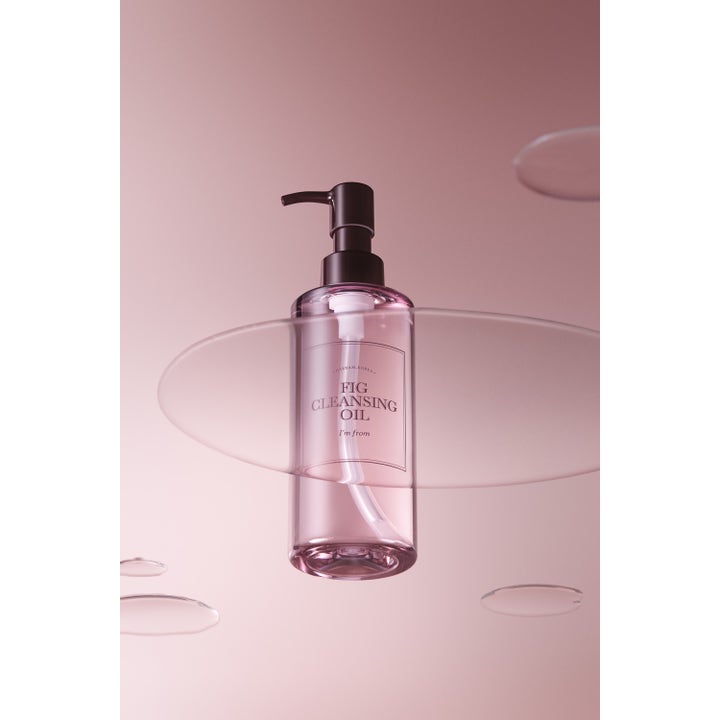 I'm from Fig Cleansing Oil 200 ml fugtgivende ansigtsrens i lilla gennemsigtig flaske med pumpe og svævende glasringe